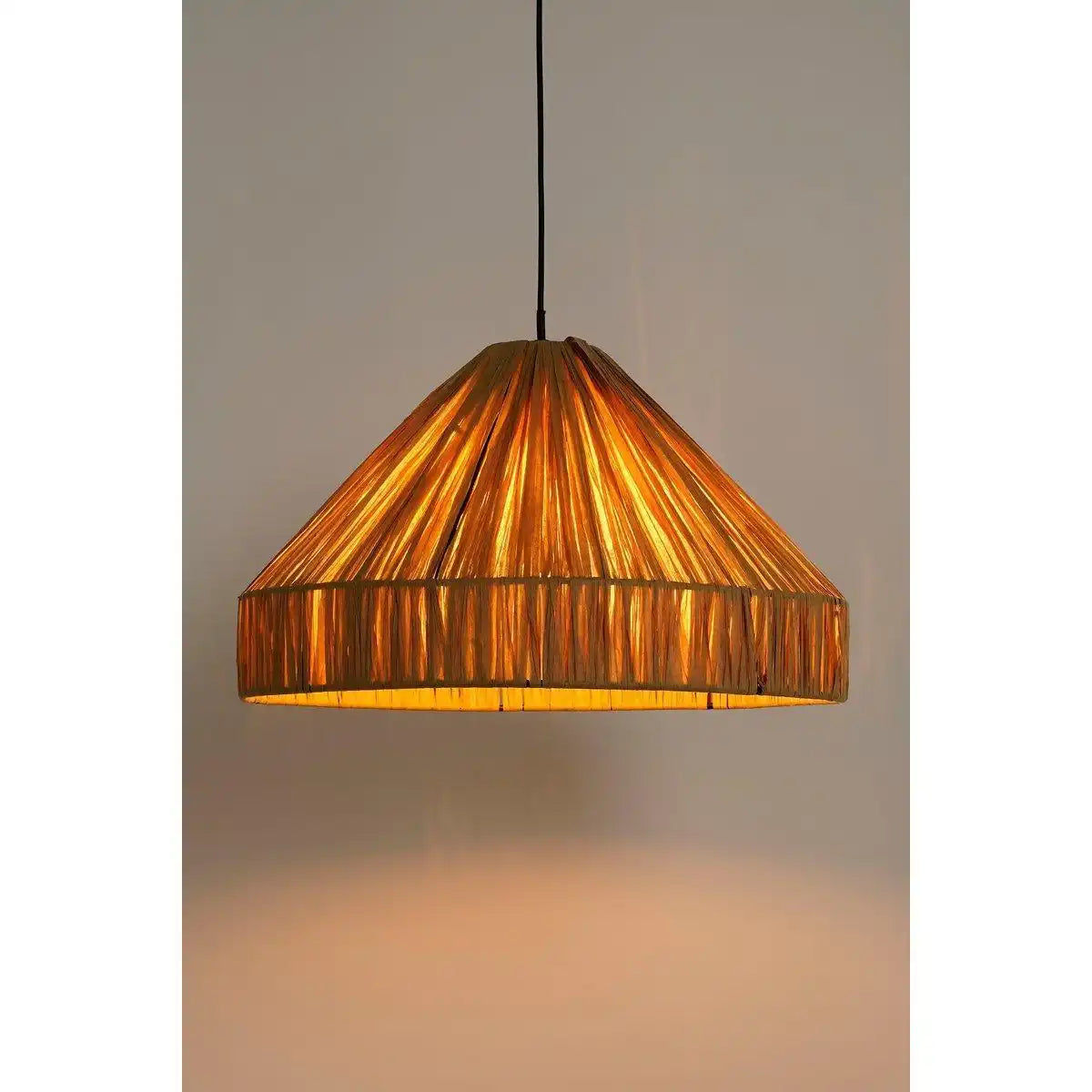 Elisa Hängelampe – H24 x Ø40 cm – Bast – Hellbraun - HomeDesign Knaus
