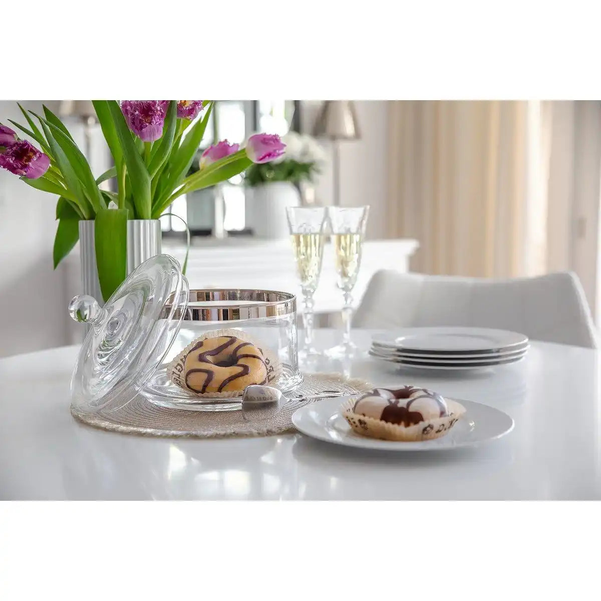 Ersatzdeckel (Höhe 8,5 cm, ø 20 cm) für Glasdose Vigo 1231 + 1245, mundgeblasenes Kristallglas - HomeDesign Knaus