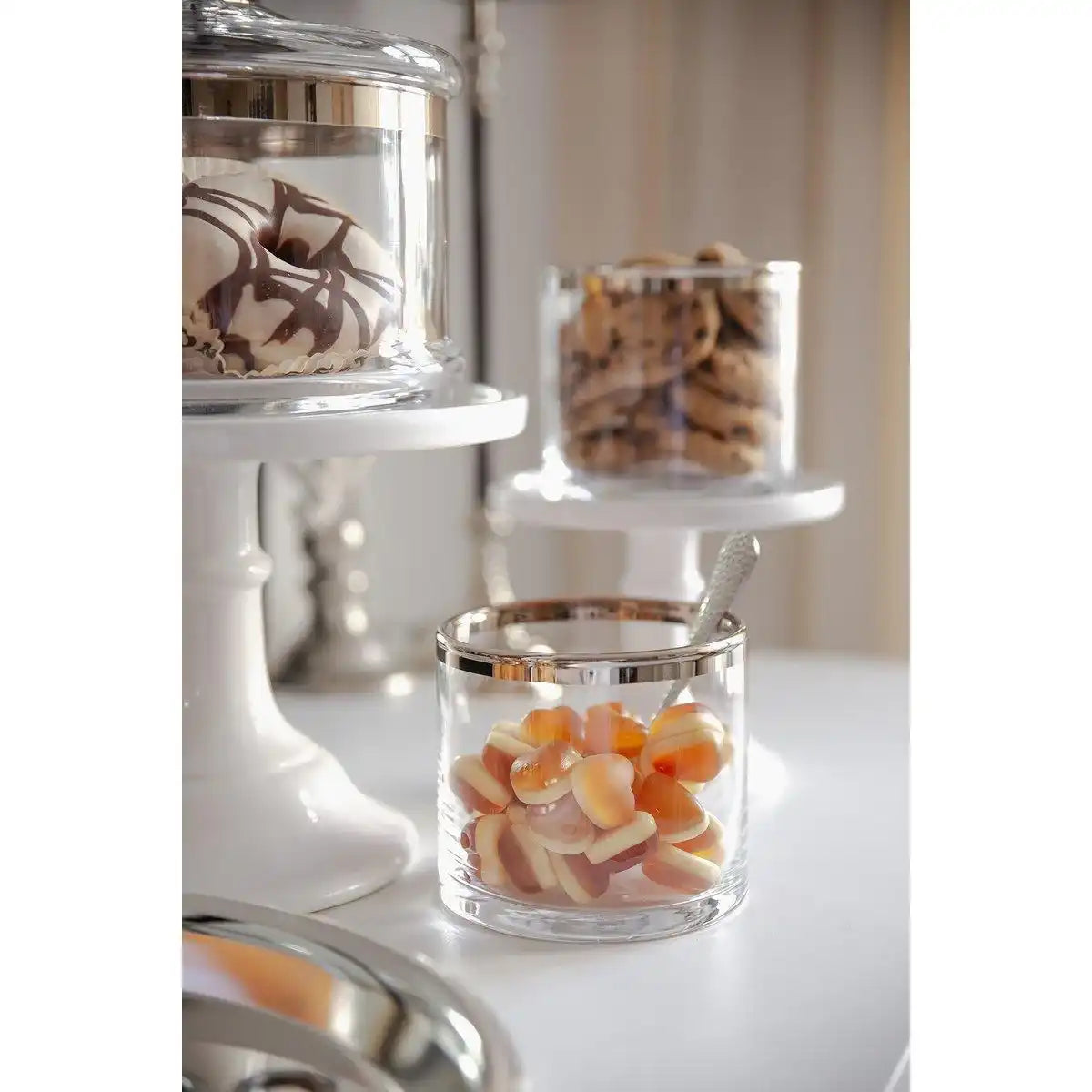 Ersatzdeckel (Höhe 8,5 cm, ø 20 cm) für Glasdose Vigo 1231 + 1245, mundgeblasenes Kristallglas - HomeDesign Knaus