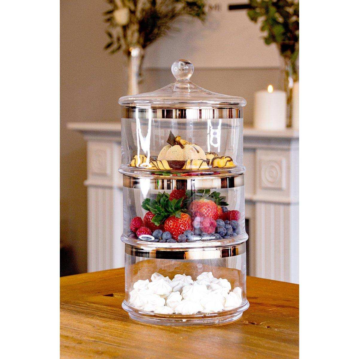 Ersatzdeckel (Höhe 8,5 cm, ø 20 cm) für Glasdose Vigo 1231 + 1245, mundgeblasenes Kristallglas - HomeDesign Knaus