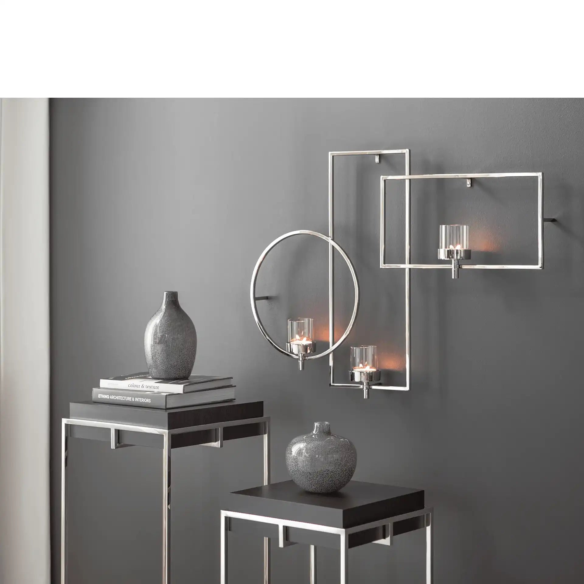 Escala Teelichthalter Wanddekoration Wandleuchter Edelstahl vernickelt - HomeDesign Knaus