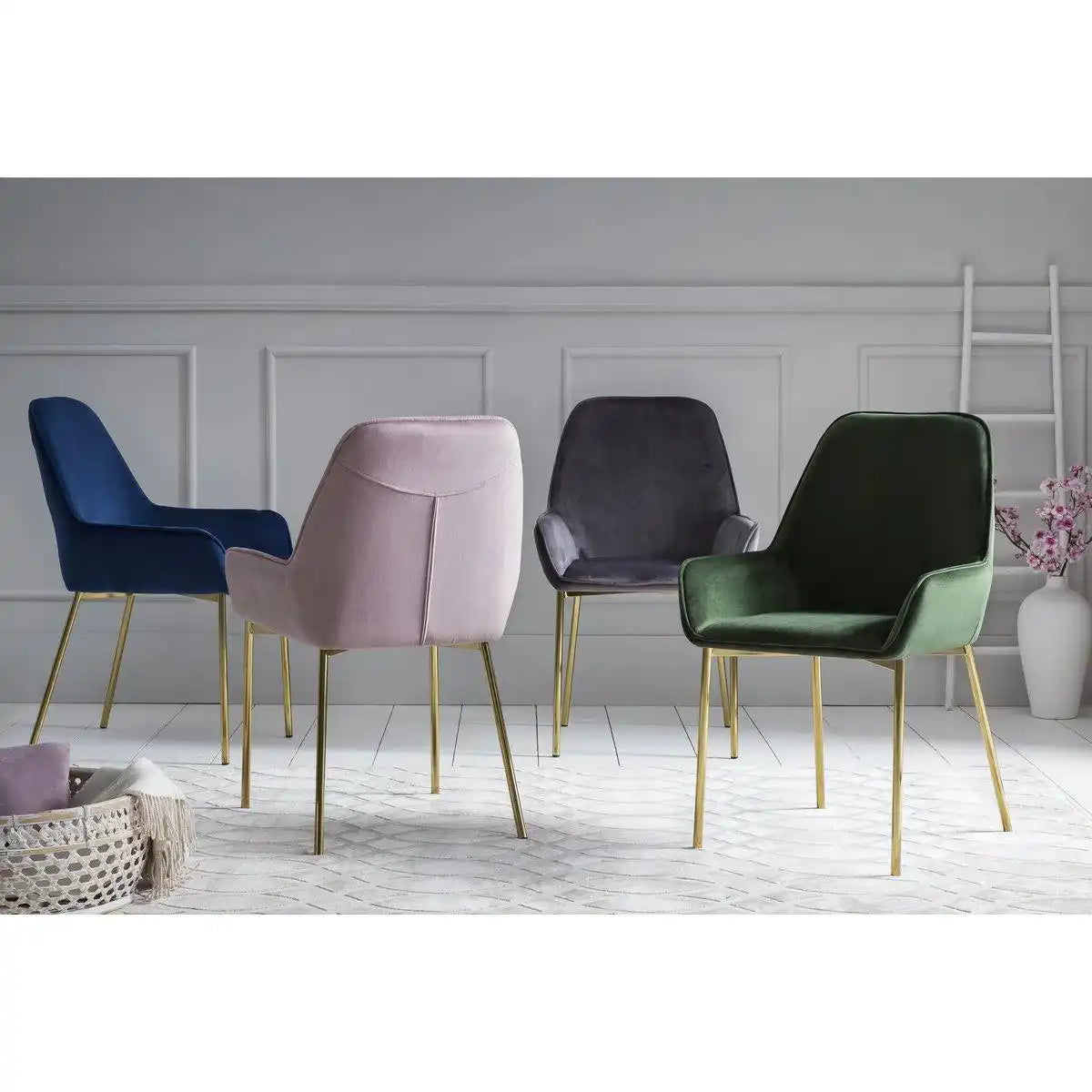 Esszimmerstuhl 2er Set blau Samt - HomeDesign Knaus