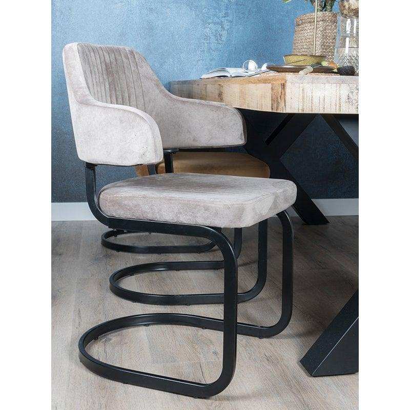 Esszimmerstuhl Fox Velvet Taupe Samt mir Rückenlehne - HomeDesign Knaus