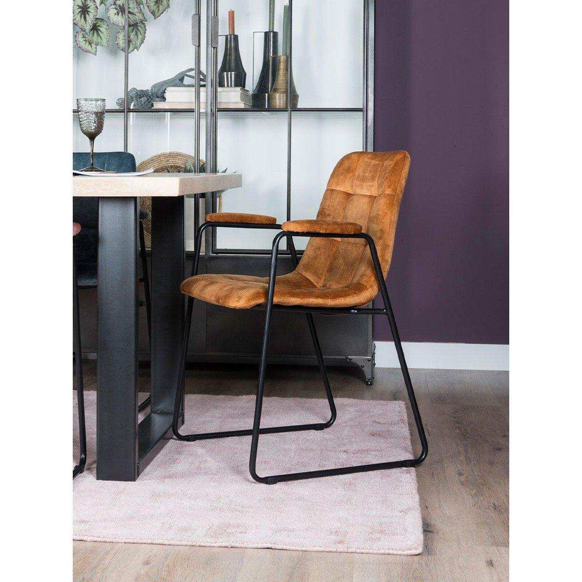 Esszimmerstuhl Maxime Samt mit Armlehne Robust - HomeDesign Knaus