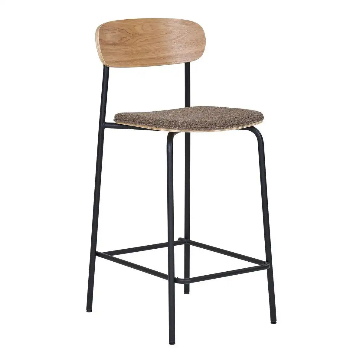 Estepona Counter Chair – Natur/Braun/Schwarz, Stahl, Polyester, Sperrholz, 49 x 42,5 x 95 cm – 2er-Set - HomeDesign Knaus