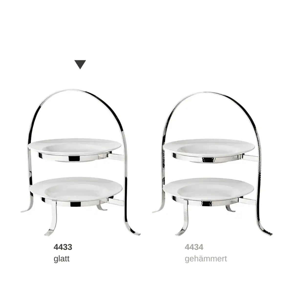 Etagere Sina (Höhe 33 cm), gehämmert, für 2 Teller Ø 20 bis 28 cm, schwerversilbert - HomeDesign Knaus