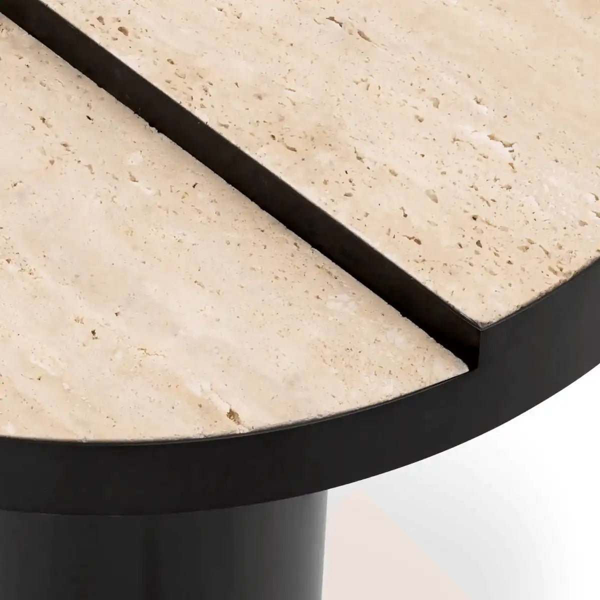Excelsior Beistelltisch Bronze Finish Travertin Handarbeit - HomeDesign Knaus