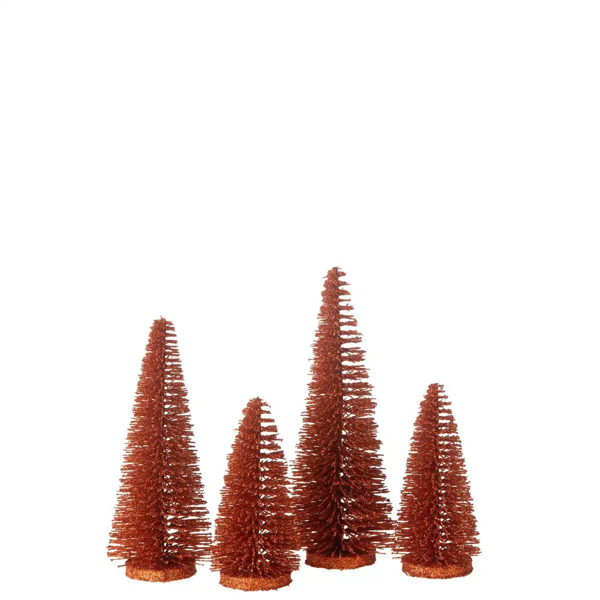 J-Line Dekoration Weihnachtsbaum Glitzer – Kunststoff – Kupfer – 4er-Box