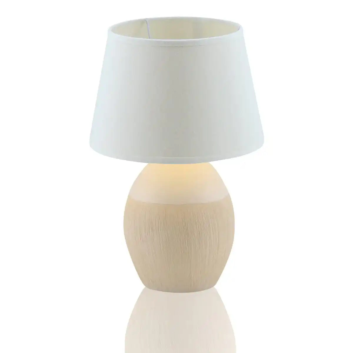 Keramik Tischleuchte "TALIA", Tischlampe aus Keramik, beige/weiß, mit E14-Fassung, für Esszimmer, Wohnzimmer, Diele oder Büro, 31 cm hoch