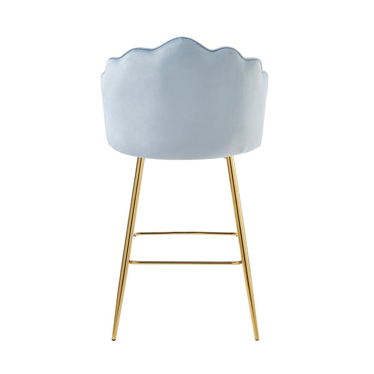 Barhocker Muscheldesign 2er Set aus Samt Hellgrau
