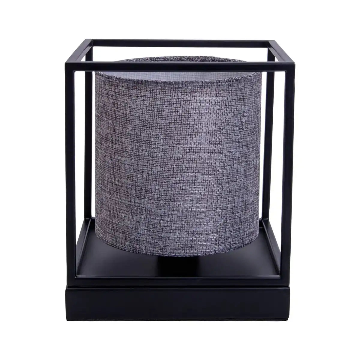 Tischleuchte "BETA" grau aus Metall mit Stoffschirm in grau, mit E14-Fassung, Lampe für Wohnzimmer, Esszimmer, Flur und Büro, 15 x 15 x 17 cm
