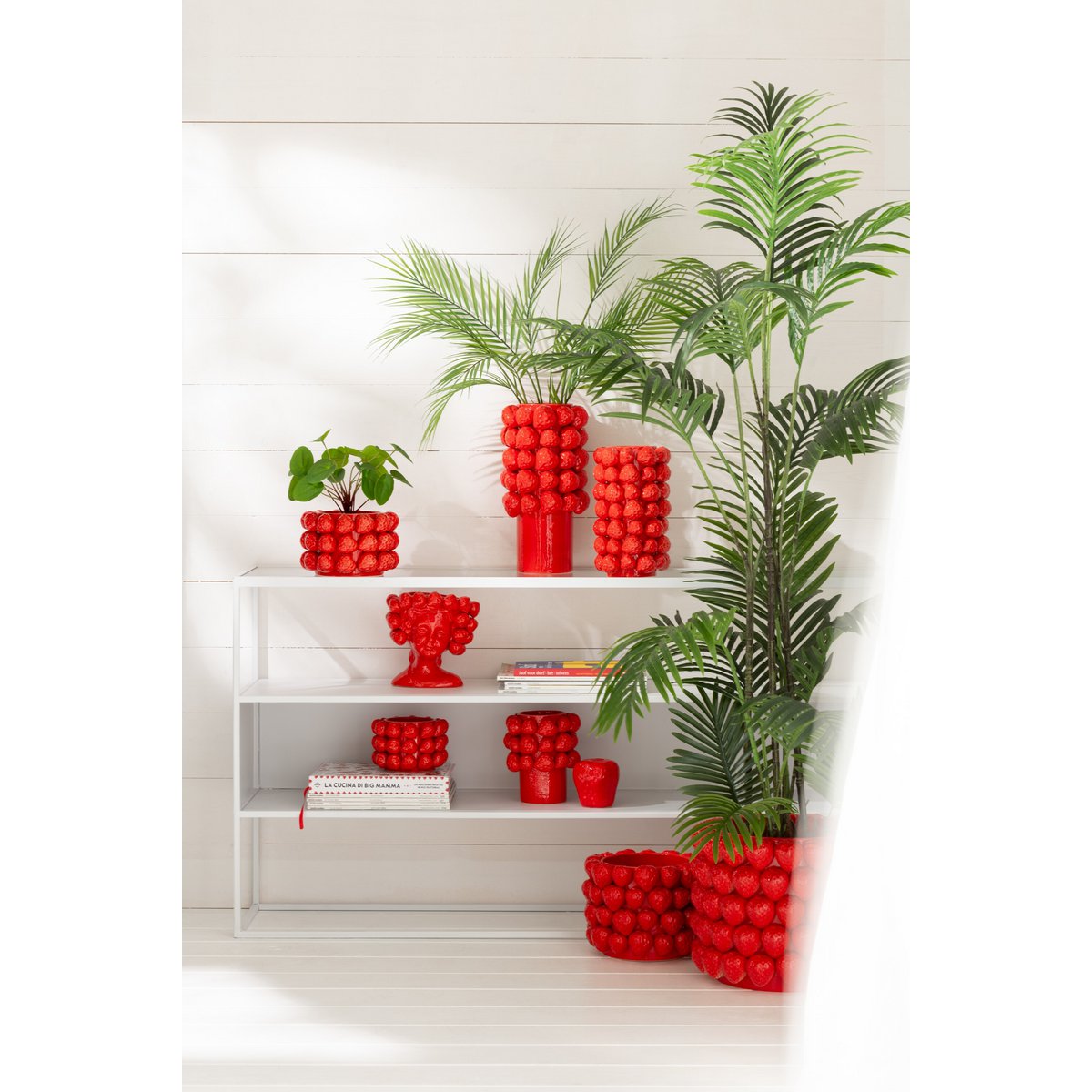 J -Line Vase Erdbeeren - Keramik - Rot - groß - 34,5 cm hoch