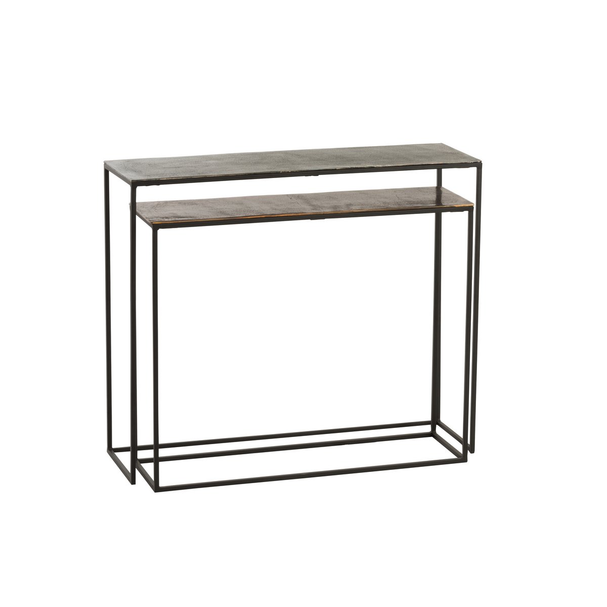 J-Line Set mit 2 Konsolen, rechteckig, Aluminium, Schwarz/Mix