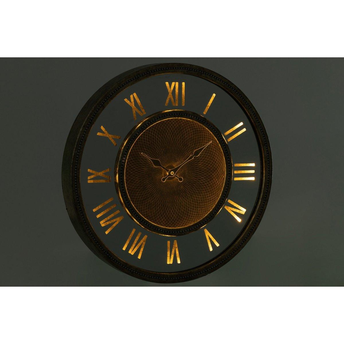 J-Line Spiegeluhr – Metall – Gold – LED-Leuchten – Ø 80 cm