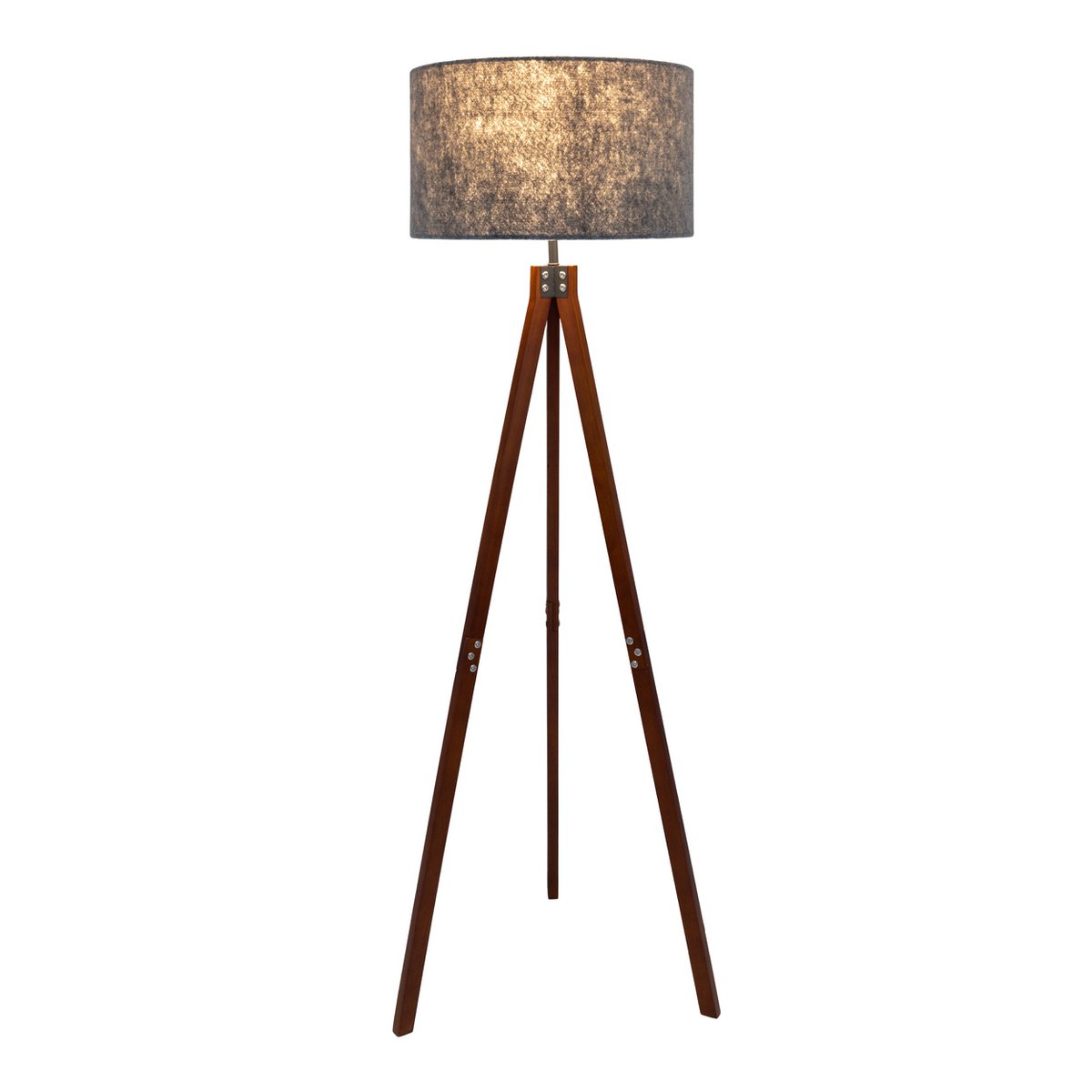 Stehleuchte "FILCO" Ø ca. 45 cm, 147 cm hoch, aus Holz und Kunststoff in Braun und Grau, für E27, für Wohnzimmer, Schlafzimmer und Esszimmer