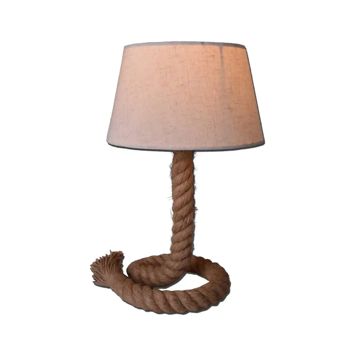 Tischleuchte mit Textilschirm "ROPE", Tischlampe aus Metall, Kunststoff, Jute und Textil in weiß, mit E14-Fassung, für Wohnräume, Diele oder Büro, 40 cm hoch