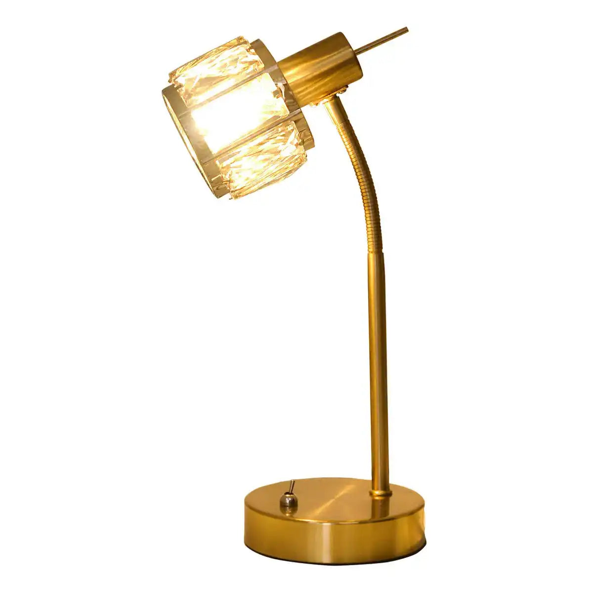 LED Tischleuchte "JOSEFA", Tischlampe aus Metall und Glas in Gold, mit E14-Fassung, für Esszimmer, Wohnzimmer, Diele oder Büro, für Wohnzimmer, Esszimmer oder als Nachttischlampe, 34,5 x 17,5 cm