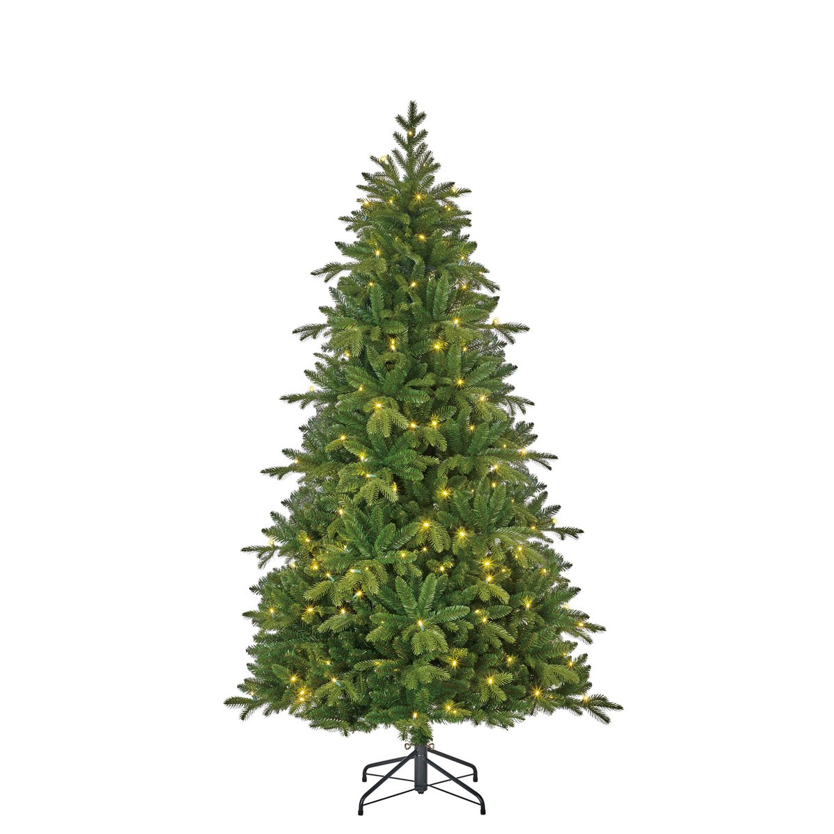 Künstlicher Weihnachtsbaum Slim mit LED-Beleuchtung – H215 x Ø125 cm – Grün