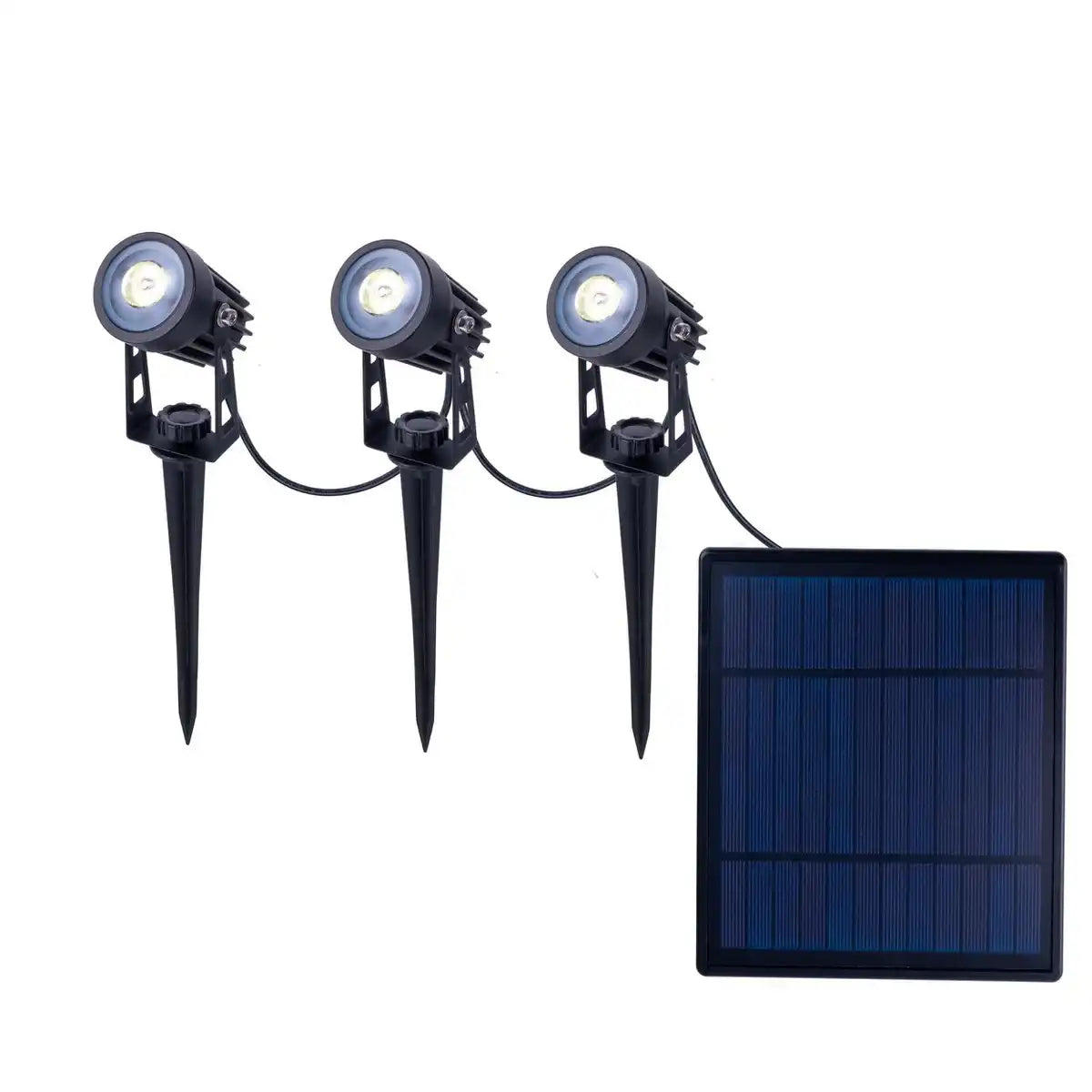 3er LED Solarspot mit Erdspieß ""Spoti"" Außen-Erdspieß aus Metall und ABS-Kunststoff in Schwarz, mit fest verbauten LEDs mit drei Leistungsstufen