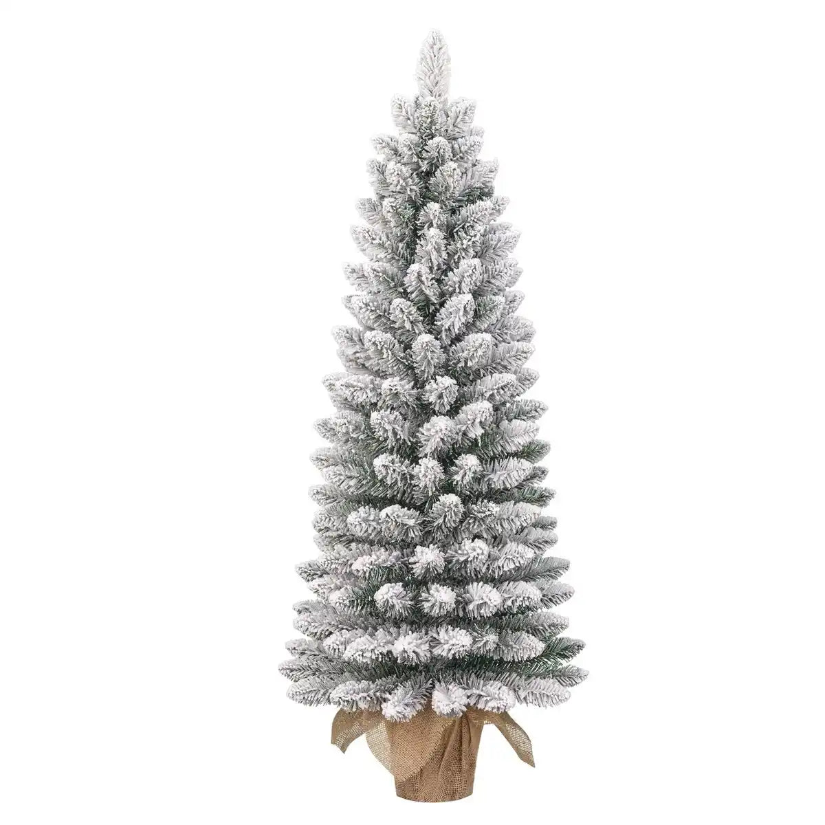 Schmaler künstlicher Weihnachtsbaum von Gerlos aus Jute – H120 x Ø51 cm – Grün gefrostet