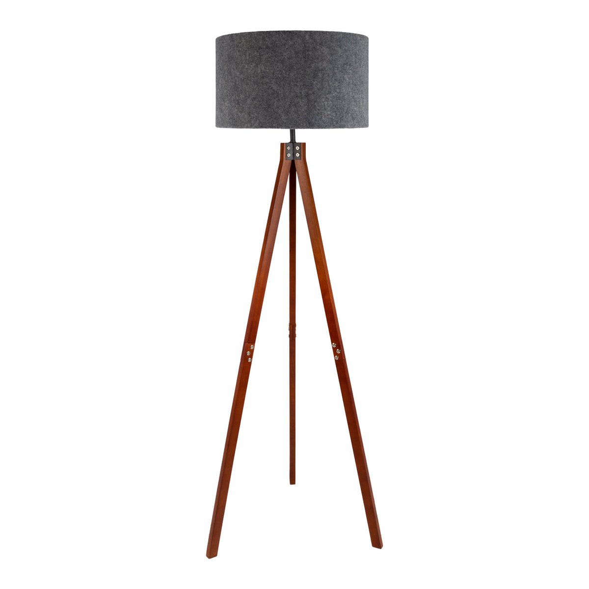 Stehleuchte "FILCO" Ø ca. 45 cm, 147 cm hoch, aus Holz und Kunststoff in Braun und Grau, für E27, für Wohnzimmer, Schlafzimmer und Esszimmer