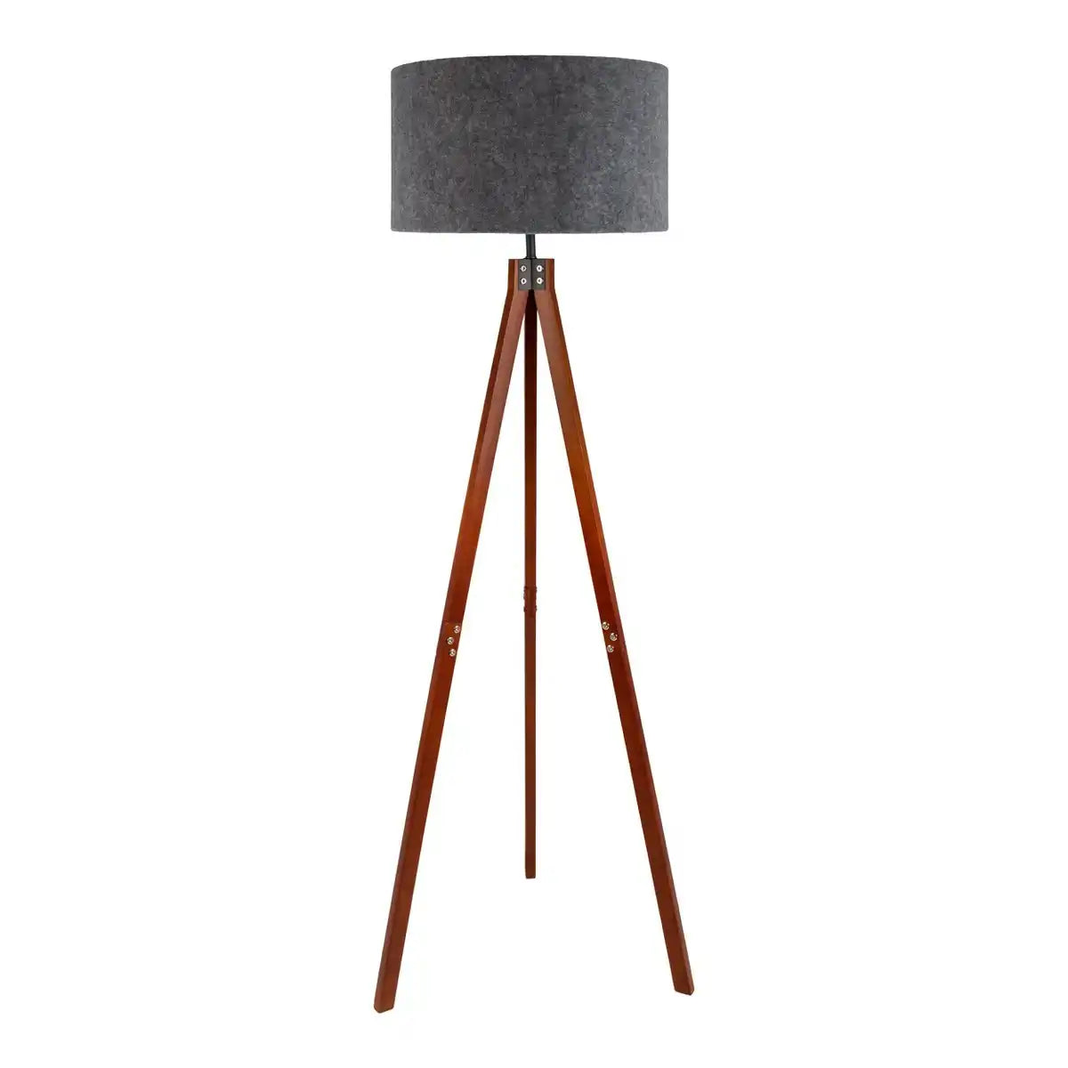 Stehleuchte "FILCO" Ø ca. 45 cm, 147 cm hoch, aus Holz und Kunststoff in Braun und Grau, für E27, für Wohnzimmer, Schlafzimmer und Esszimmer