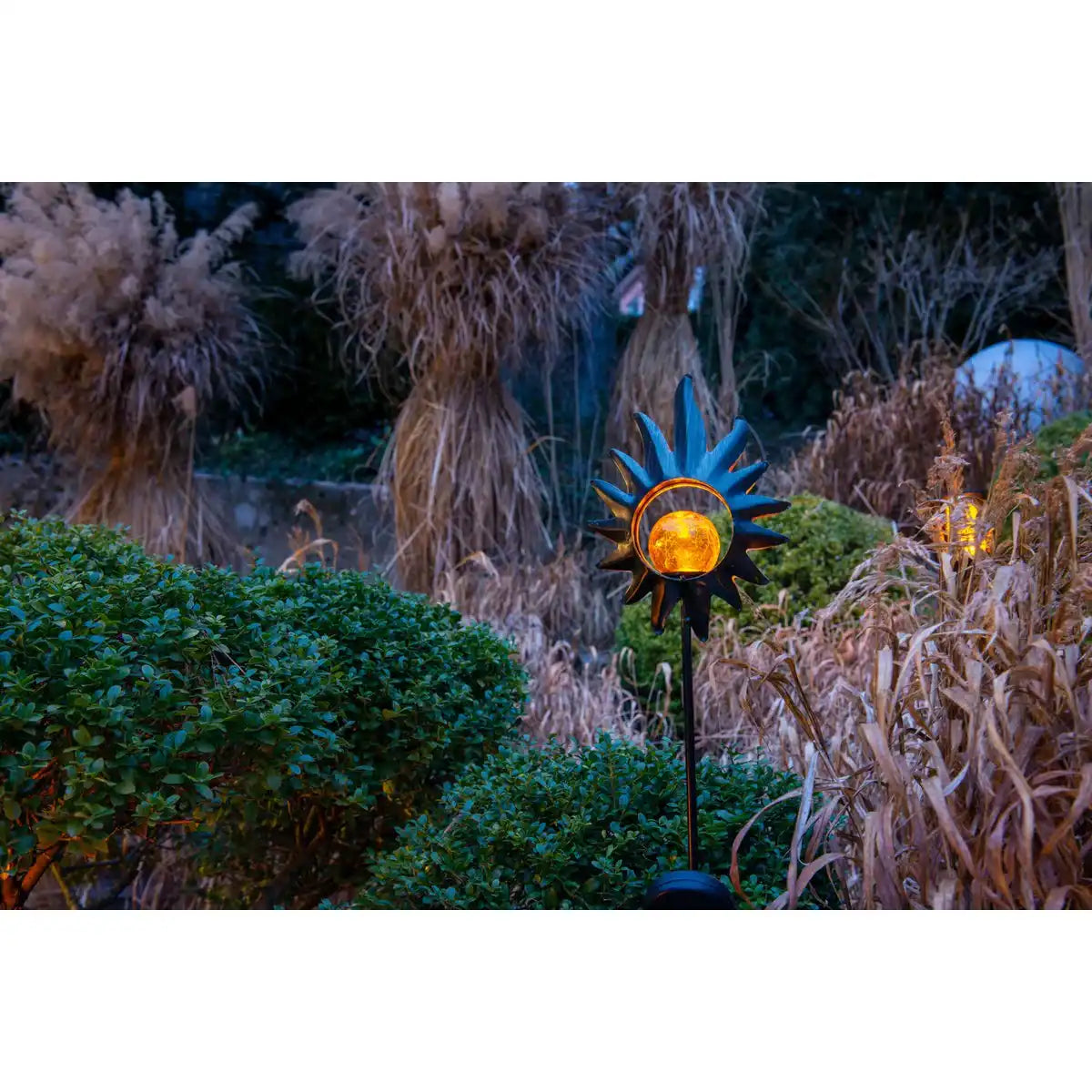 LED Solarspieß "Sonne" 93,5cm , für Außen, Erdspieß aus Metall und Glas in Schwarz, mit integrierter LED