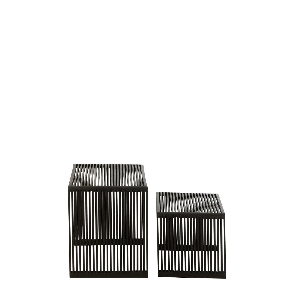 J-Line Couchtisch Cube Recyceltes Teakholz – Holz – Schwarz