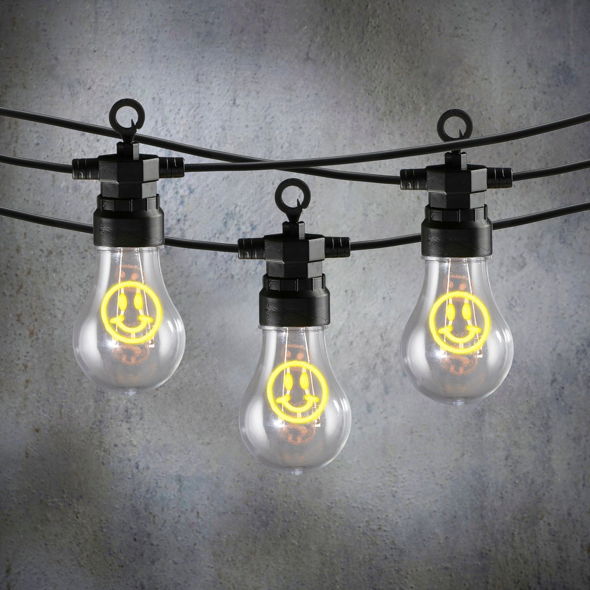 Smiley LED -Lichtkabel draußen - L450 cm - Gelb