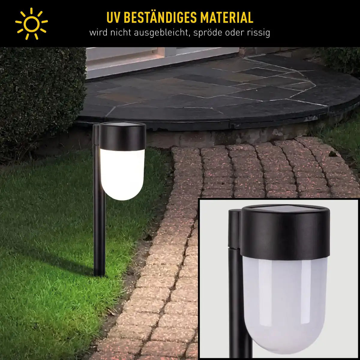 2er-Set LED Solarspieß "SINA" 47,2 cm hoch, Kunststoff in Schwarz und Weiß, integrierte Led, warmweiß