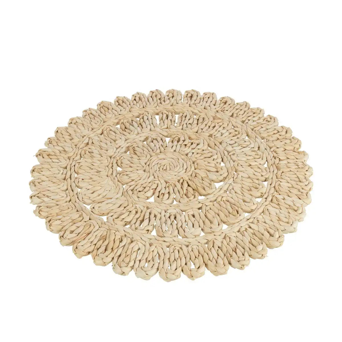 J-Line Tischset Round Flower + Circles - Jute - Natur - 6 Stück
