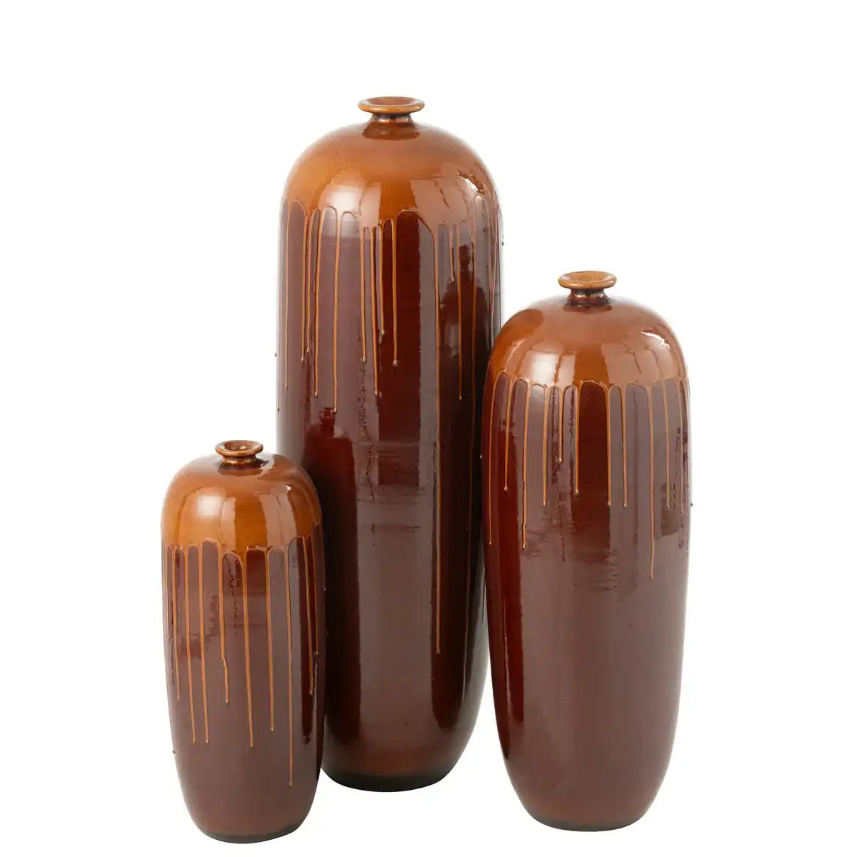 J-Line Blumentopf Lee - glänzendes Braun/Orange - Ø 28 cm