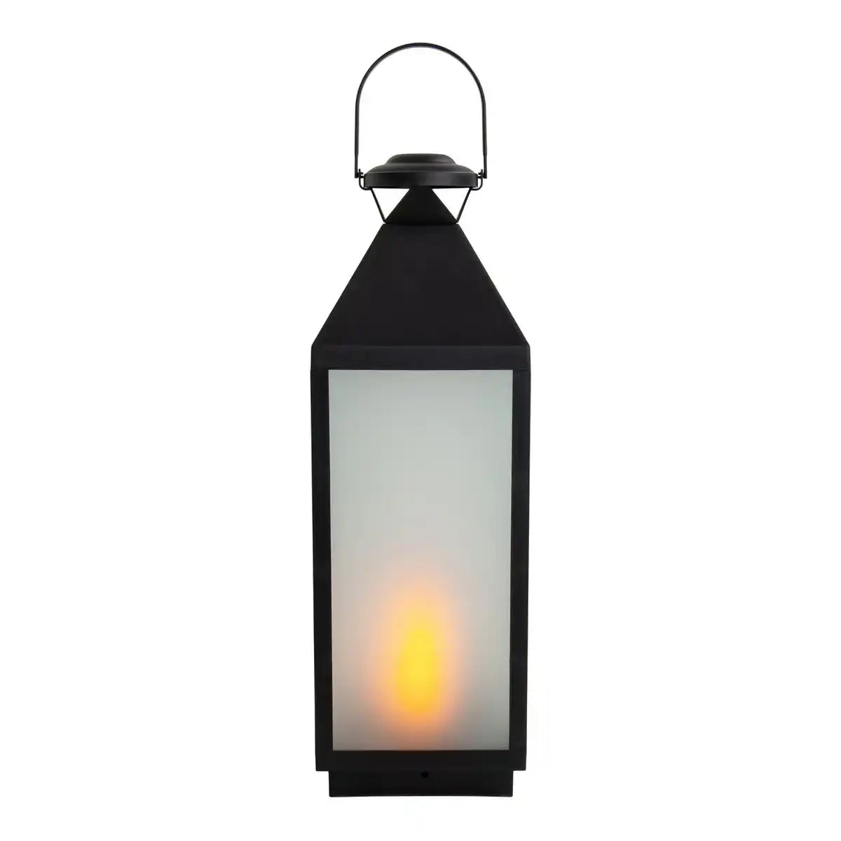 LED Dekoleuchte Laterne "DORIS" aus Kunststoff und Glas in Schwarz, integrierte LED, für Innen