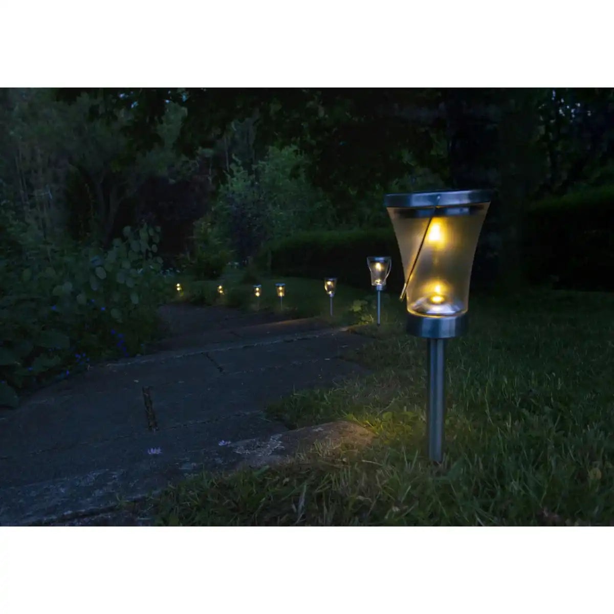 8er-Set LED Deko Solarleuchte , für Außen, aus Metall und Kunststoff in Stahl-blank, integrierte LED