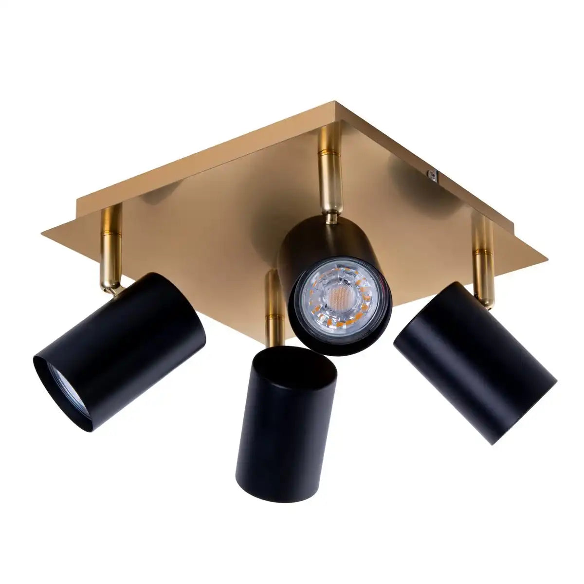 4er Wand- und Deckenleuchten "FRIDA" in Metall schwarz / Gold, Deckenstrahler, GU10, Deckenlampe für Esszimmer, Wohnzimmer, Diele oder Büro, 22 x 22 cm