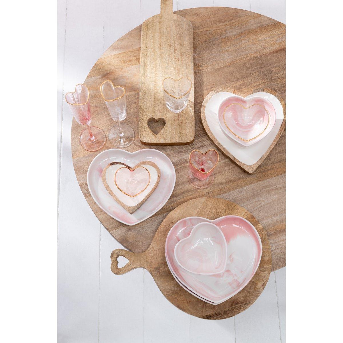 J-Line Champagnerglas Heart - Glas - Gold/Transparent