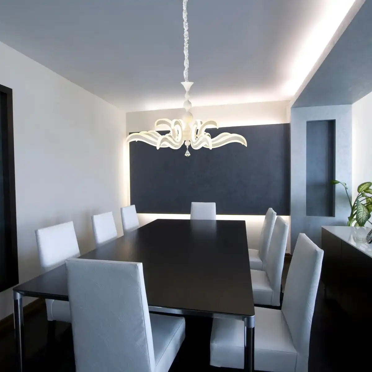 LED-Krone "LUDWIG" weiß Ø 66cm, mit fest verbauten LEDs, Metall in weiß