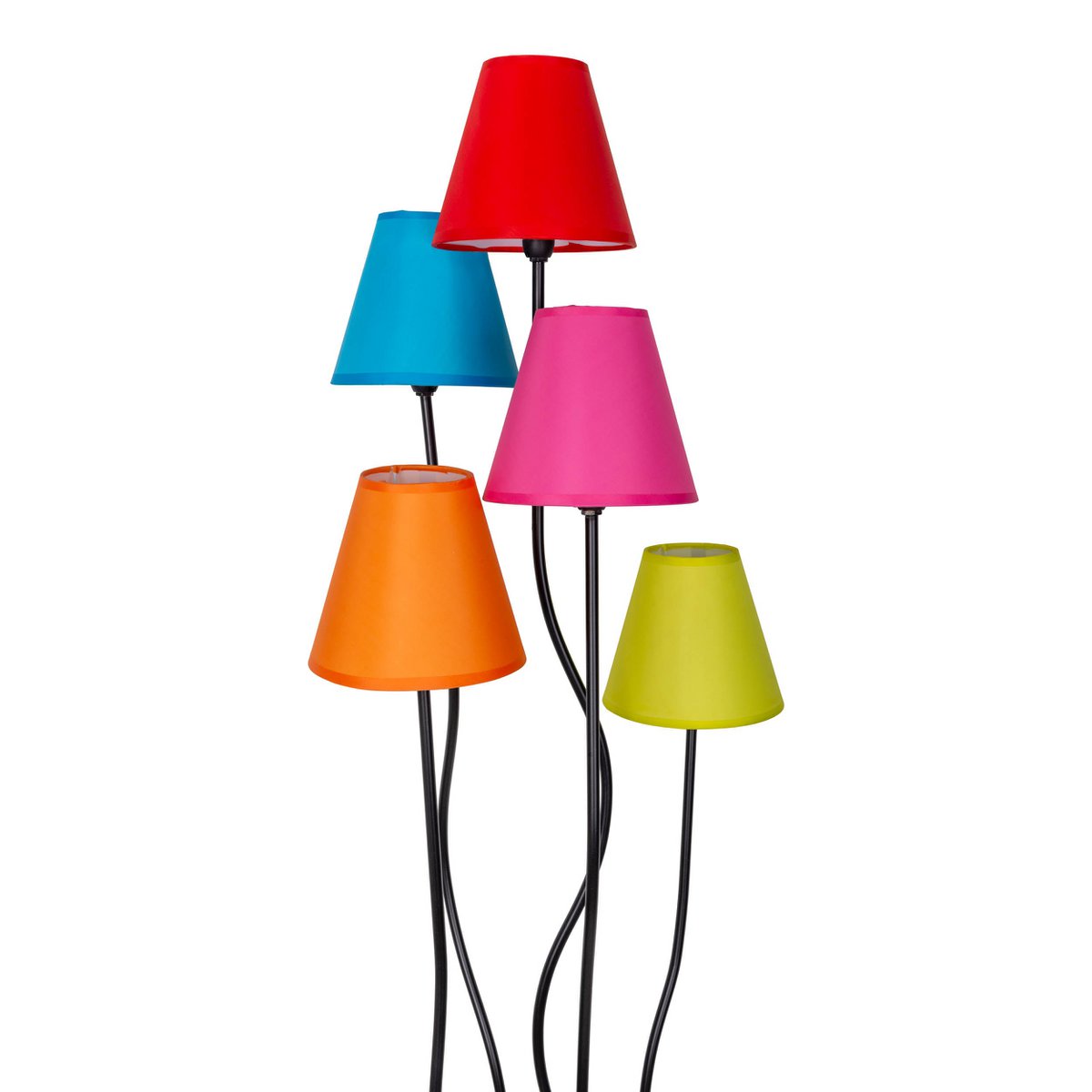 Stehleuchte 5-flammig "COLORI", Stehlampe mit bunten Textilschirmen, mit E14-Fassung, für Esszimmer, Wohnzimmer, Diele oder Büro, 156 cm hoch