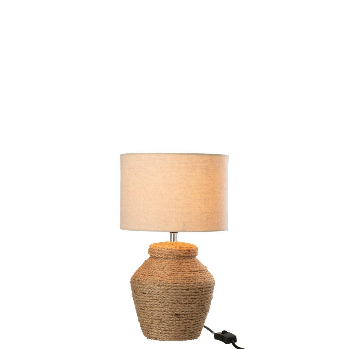 J-Line Lampe Meli + Shade - Keramik/Leinen - Braun - klein