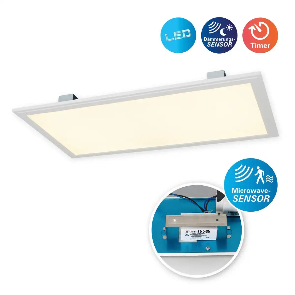 LED-Sensor-Panel "ALEGRE" Länge 59,5cm, viele Funktionen, Aufbauleuchte inkl. Halterung aus Metall und Kunststoff, integrierte LEDs warmweiß