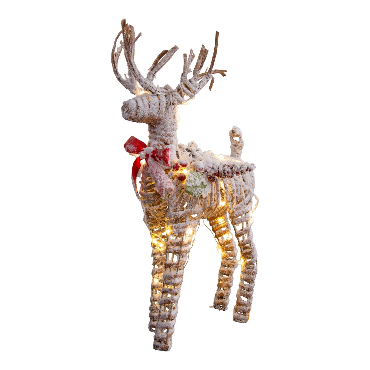 LED-Weihnachtsdeko "RENTIER" aus wetterfestem Kunststoff in natur, mit fest verbauten LEDs