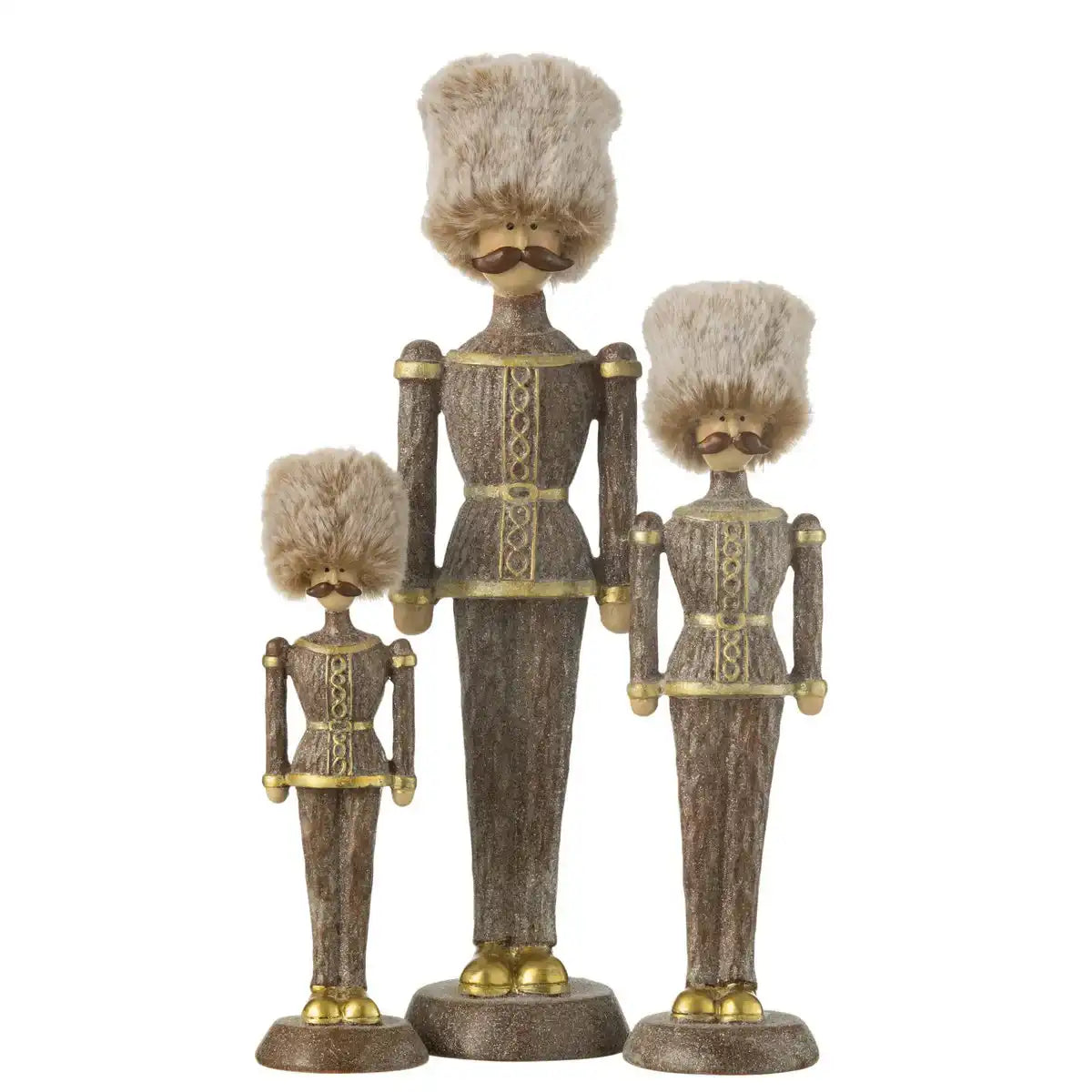 J-Line Nussknacker-Pelzmütze, glitzerndes Kunstharz, Braun, groß