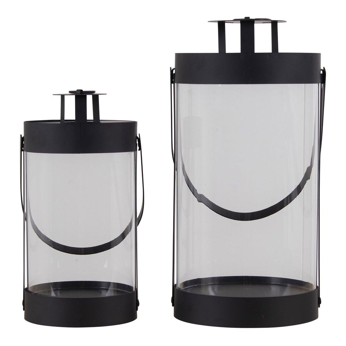 Bondi-Laternen – Schwarz, Stahl/Glas – 2er-Set