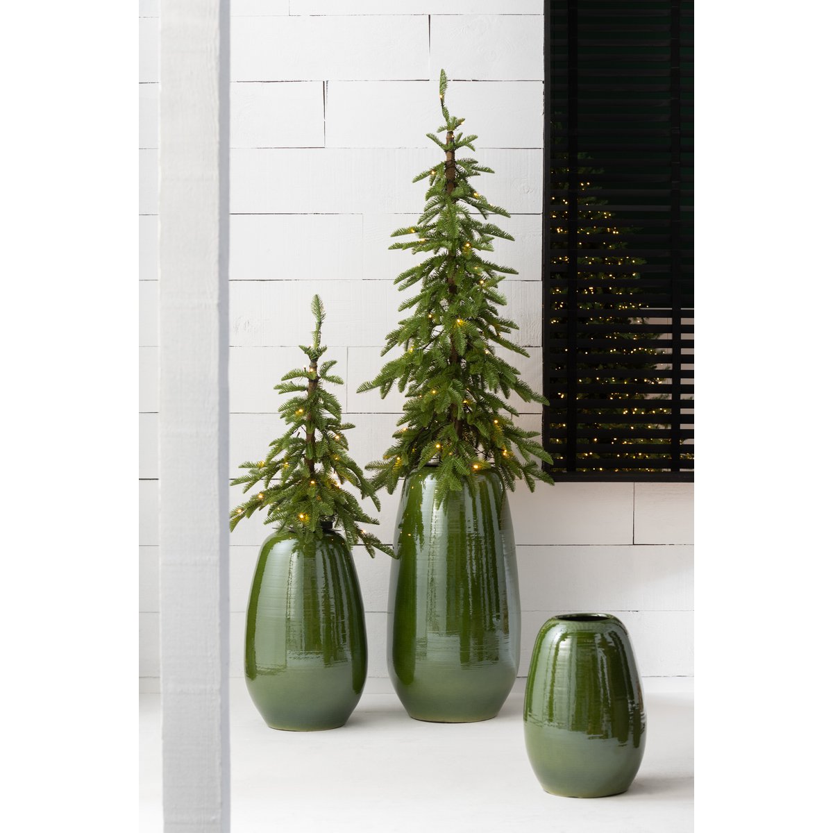 J-Line Weihnachtsbaum+LED Kunststoff Grün Groß