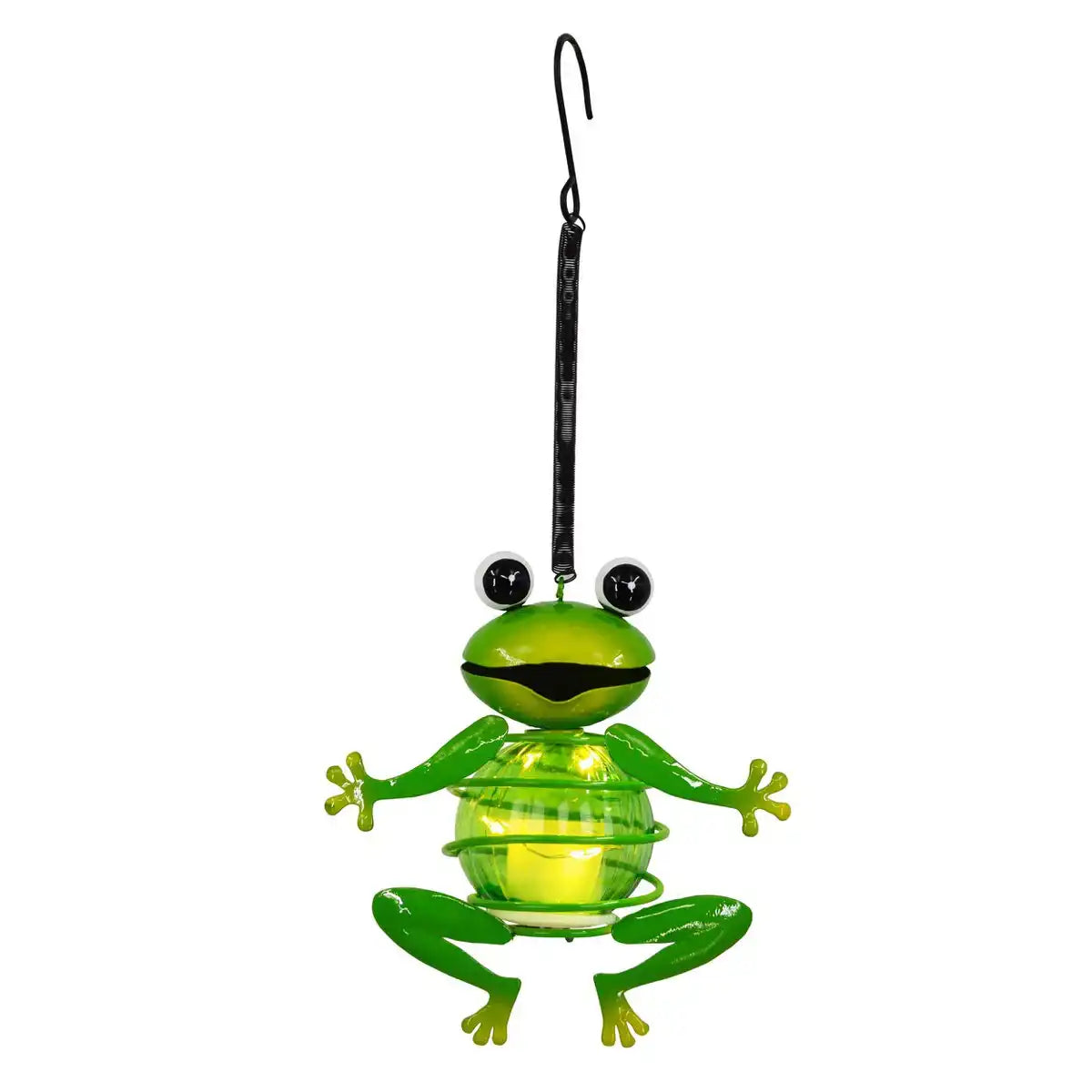 2er Set Solar-Deko-Hängeleuchte "FROSCH" ca. 20 und 66 cm hoch, aus bemaltem . Dämmerungssensor;