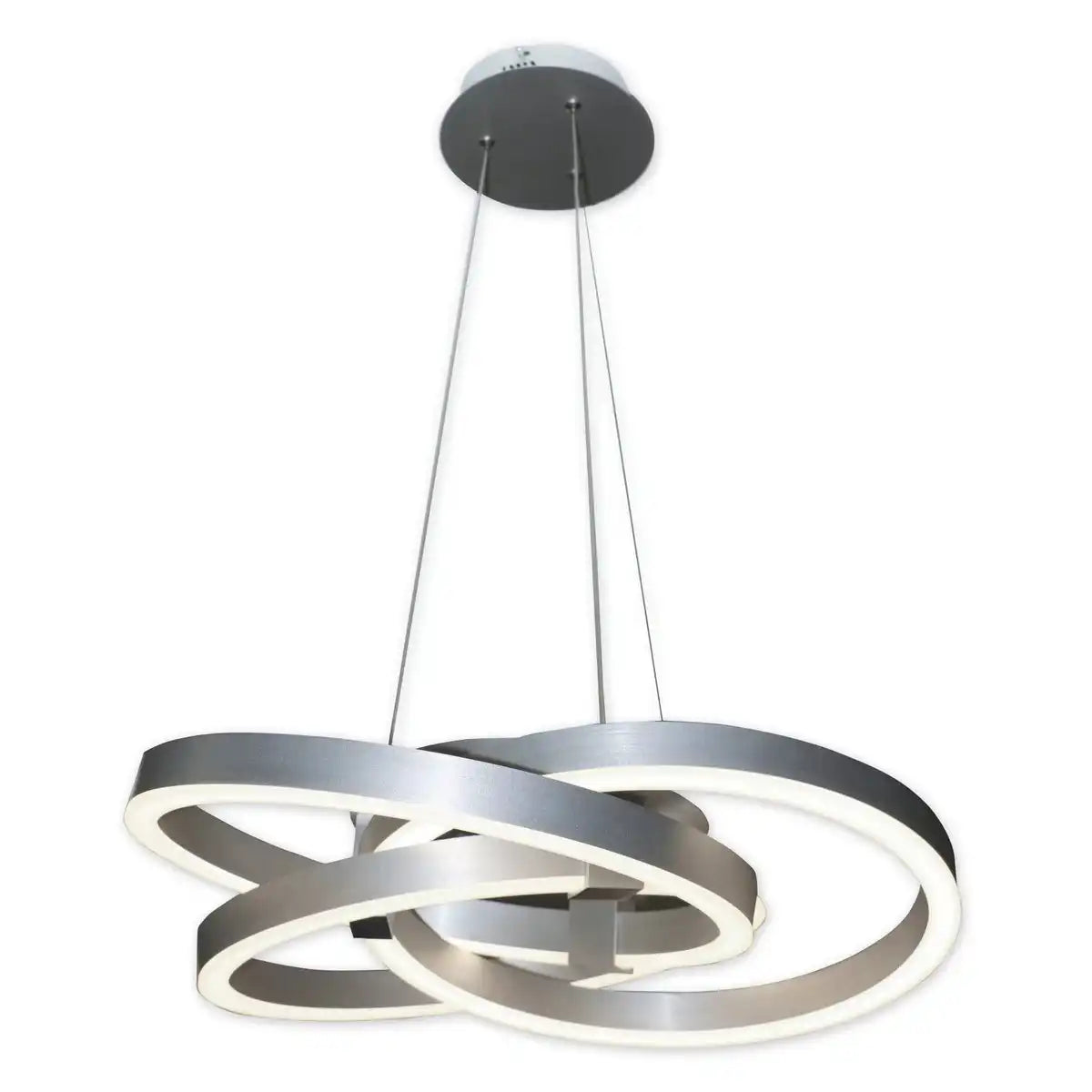 Smart Home LED Pendelleuchte "DIVORA" Ø 58cm, Deckenlampe aus Metall, Aluminium gebürstet und weißem Kunststoff, mit vielen Funktionen, fest verbauten LEDs, Beleuchtung für Wohnzimmer, Esszimmer Büro oder Diele