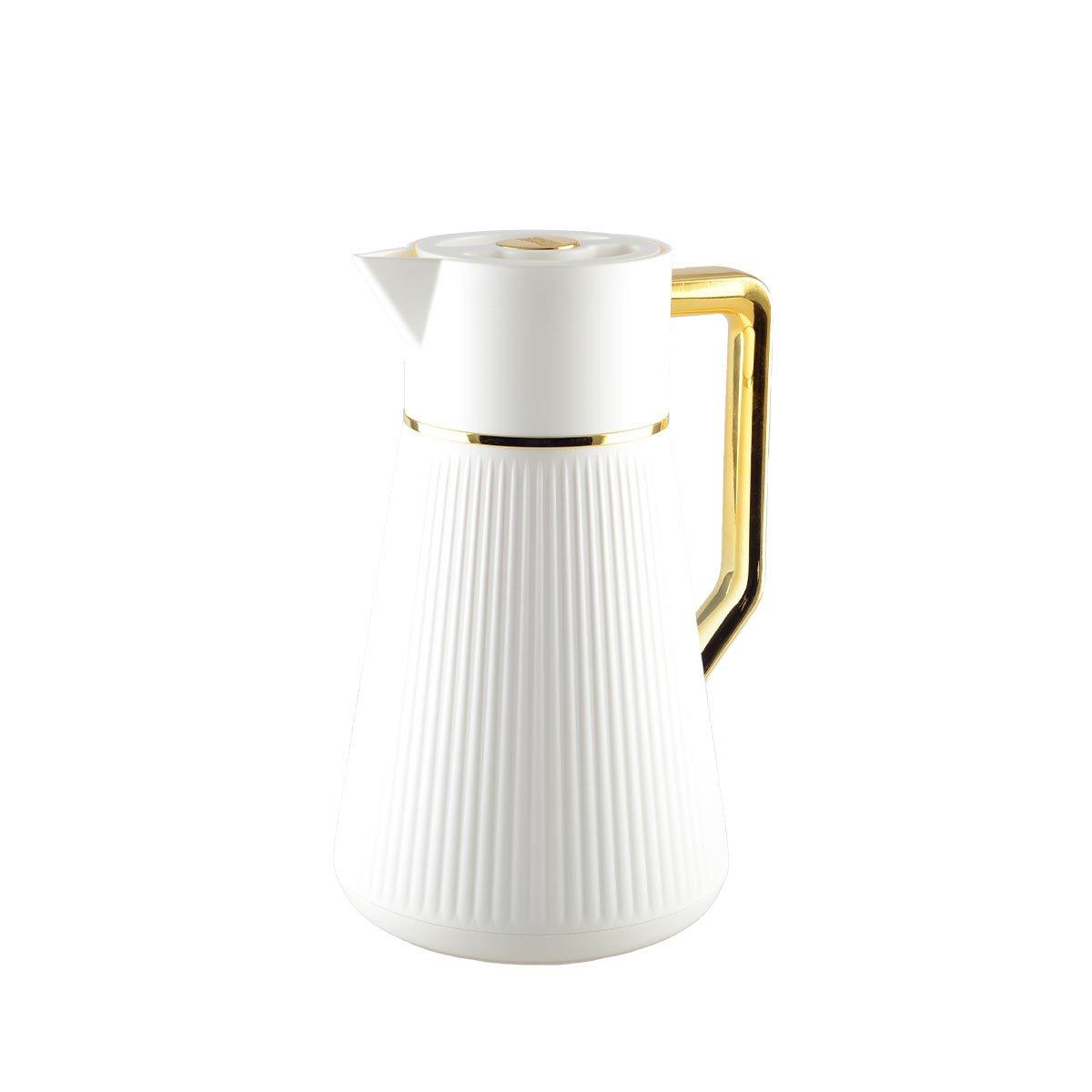 Weiße Kaffeemaschine mit Griffdoree 1l