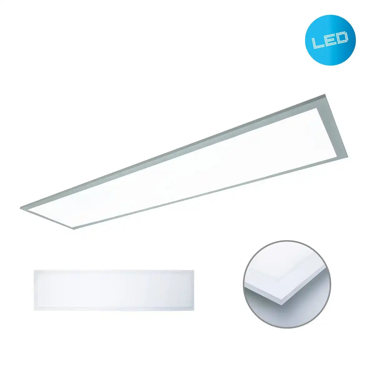 LED Aufbaupanel "NICOLA", Aufbauleuchte aus Metall und Kunststoff mit fest verbauten LEDs in neutralweiß, Panel für Innenräume 119,5 x 29,5 cm