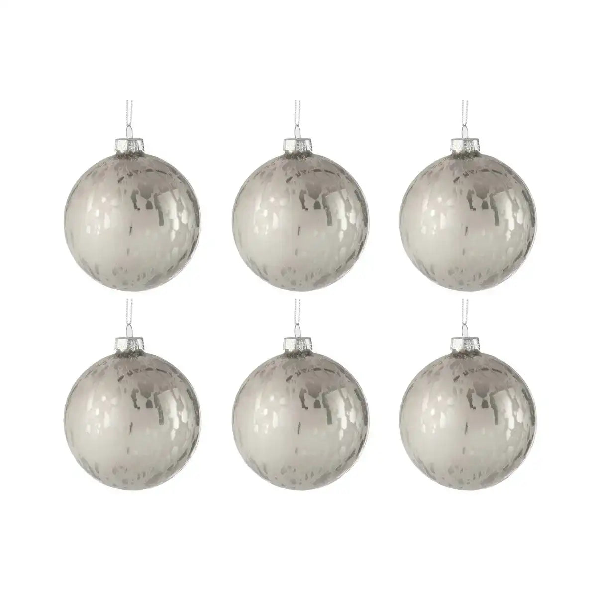 J-Line Weihnachtskugel Shiny - Glas - Silber - klein - Schachtel mit 6 Stück