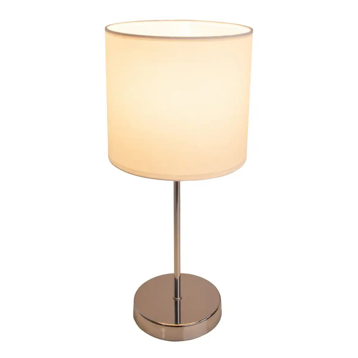Tischleuchte "NEW YORK", klassische Tischlampe aus Metall mit Textilschirm in Weiß, mit E27-Fassung, 38,5 cm hoch, perfekt für Wohnzimmer, Esszimmer, Diele und Büro